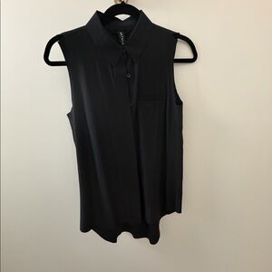 Athleta Urbanite II Collared Sleeveless Lightweight Button Down Black XS